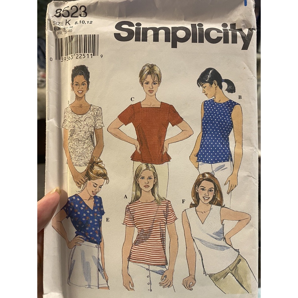 Vintage Simplicity 8523 Ladies Blouse Sewing Pattern Size 8-12 Uncut Misses Tops